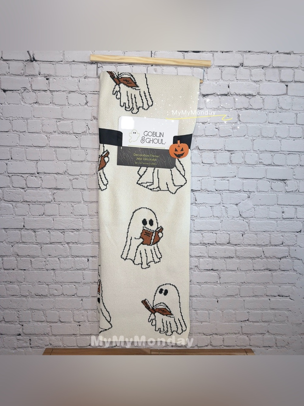 Goblin and Ghoul Halloween Ghost Reading Book Throw Blanket